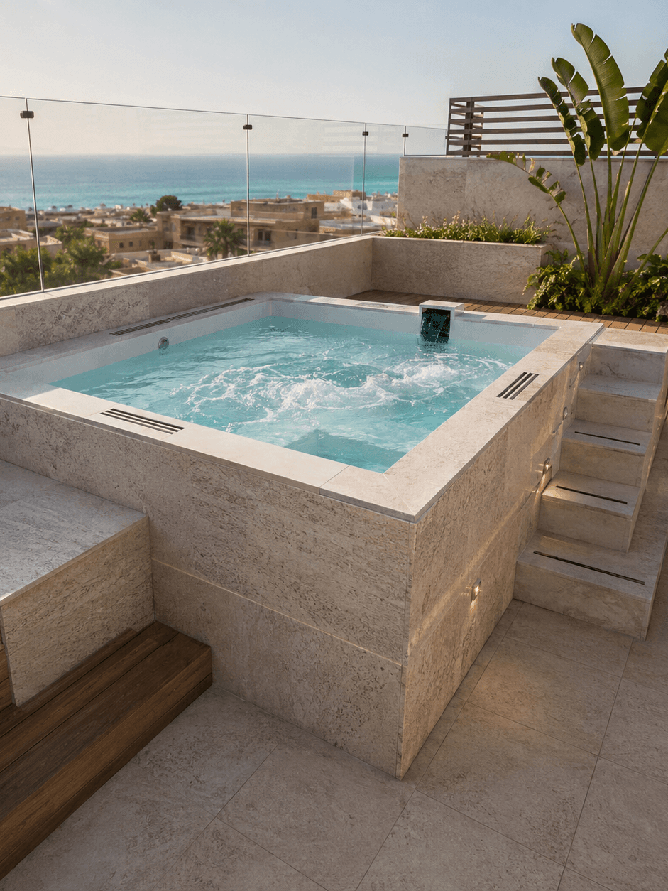 تصميم وتنفيذ جاكوزي في مصر | جاكوزي للفنادق والفلل والمنتجعات | AMADOU